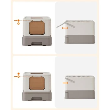 FEANDREA Katzentoilette, Mit Deckel Grau 9 FEANDREA Katzentoilette, Mit Deckel Grau – Bild 7