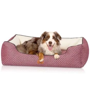 Knuffelwuff Orthopädisches Design Hundebett Sanford Rot M-L 7 Knuffelwuff Orthopädisches Design Hundebett Sanford Rot M-L – Bild 5